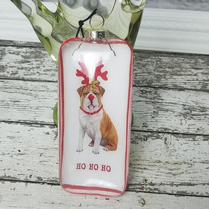 Ho Ho Ho Bulldog Shadowbox Christmas Ornament Dog